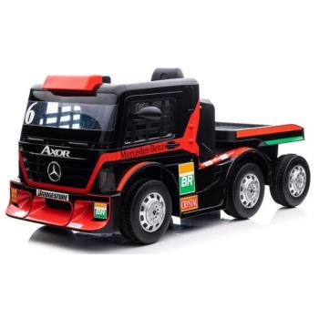 Gyermek elektromos teherautó Mercedes Axor LCD MP4 pótkocsival piros