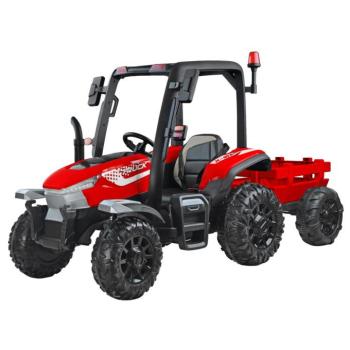 Gyermek elektromos traktor pótkocsival 24V Blast 2x200W piros