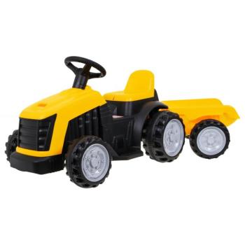 Gyermek elektromos traktor pótkocsival sárga