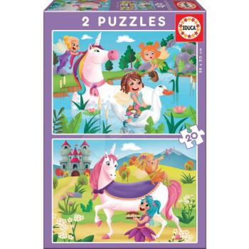 Gyermek puzzle Egyszarvú és tündér Educa 2x20 darabos 4 évtől kép