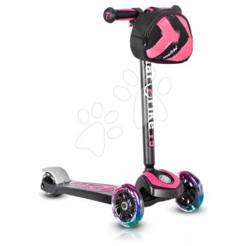 Háromkerekű roller világító kerekekkel és hátizsákkal T5 Pink smarTrike állítható kormánnyal 20 kg teherbírással kép