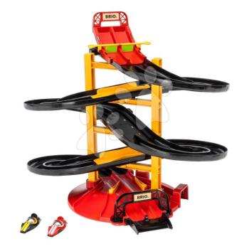 Háromszintes versenytoron Roll Racing Tower BRIO 2 kisautóval és céllal 19 részes kép