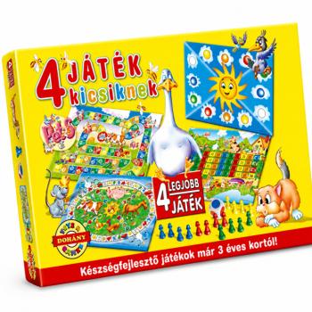 Háziállatok 4 az 1-ben társasjáték készlet – fejlesztő családi játék gyerekeknek, 3 éves kortól (BBMJ)