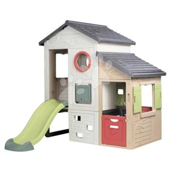Házikó Kalandház előszobával és csúszdával Adventure House Life Smoby csapóajtóval és mászófallal UV védelemmel és tovább bővíthető kép