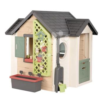 Házikó kis kertész részére virágtartókkal Garden House Life Smoby bővíthető ereszcsatorna esővízgyűjtővel növényfuttató rács madáretetővel 135 cm UV védelem 24 hó-tól kép