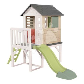 Házikó pilléreken 1,5 m csúszdával és vízsugárral House On Stilts Life Smoby bővíthető létrával és 2 ablak zsalugáterekkel UV védelemmel 24 hó-tól kép
