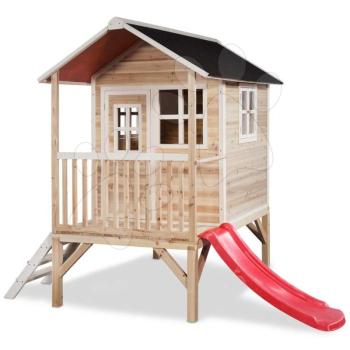 Házikó pilléreken cédrusból Loft 300 Natural Exit Toys vízhatlan tetővel és csúszdával natúr kép