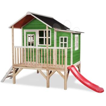 Házikó pilléreken cédrusból Loft 350 Green Exit Toys nagy vízhatlan tetővel és csúszdával zöld kép