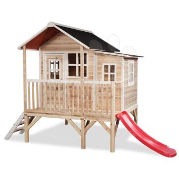Házikó pilléreken cédrusból Loft 350 Natural Exit Toys nagy vízhatlan tetővel és csúszdával natúr kép
