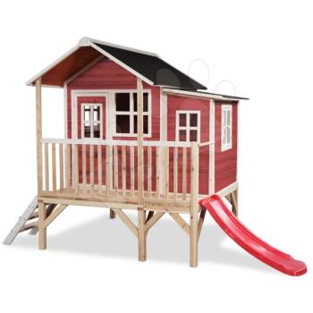 Házikó pilléreken cédrusból Loft 350 Red Exit Toys nagy vízhatlan tetővel és csúszdával piros kép