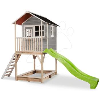 Házikó pilléreken cédrusból Loft 700 Grey Exit Toys vízhatlan tetővel homokozóval és 2,28 m csúszdával szürke kép