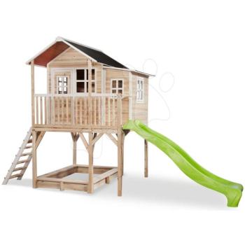 Házikó pilléreken cédrusból Loft 750 Natural Exit Toys nagy vízhatlan tetővel homokozóval és 2,28 m csúszdával natúr kép