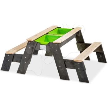 Homokozó asztal homokra és vízre cédrus Aksent sand&water table Exit Toys piknik 2 paddal fedéllel kép