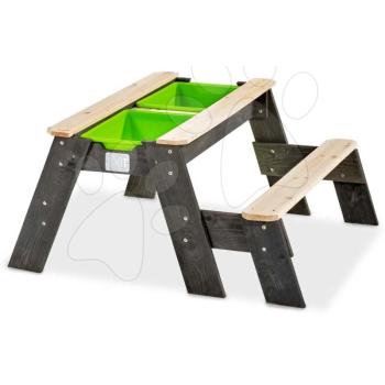 Homokozó asztal homokra és vízre cédrusból Aksent sand&water table Exit Toys piknik paddal és fedéllel kép