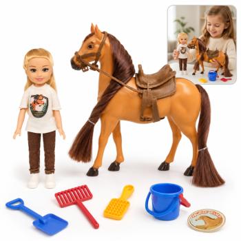 Horse Rider lovas baba játékszett lóval – lovaglós szerepjáték kiegészítőkkel (BBMJ) kép