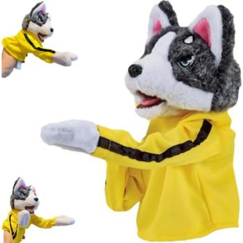 Interaktív kung fu husky plüss kesztyűbáb – hangot adó bokszoló kutya kézi báb gyerekjátéknak (BBJ) kép