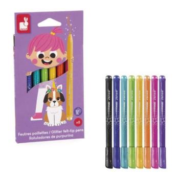 Janod Colorino Gyerek filctollak csillámokkal 8 színben kép