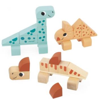 Janod Fa kockák és építőkészlet Cubikosaurus Dino kép