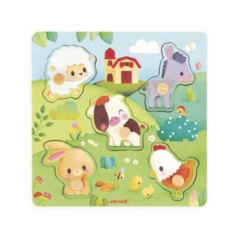 Janod Farm Fa puzzle állatokkal kép