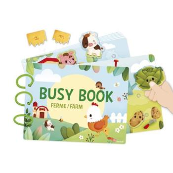 Janod Farma Busy Book interaktív könyv tevékenységekkel 3 éves kortól EN FR kép