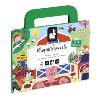 Janod Magnetipuzzle Farm 24 db bőrönd alakú kép