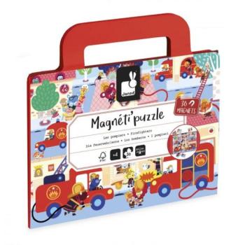 Janod Magnetipuzzle Tűzoltók 36 db bőrönd formájában kép