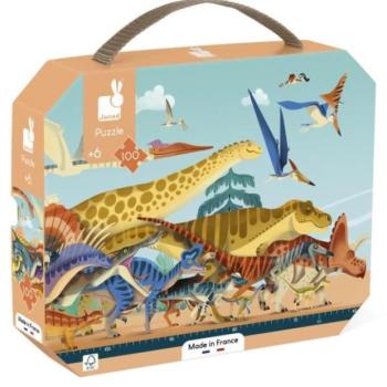 Janod Panoráma puzzle tokban Dinosaurs Dino 100 db kép