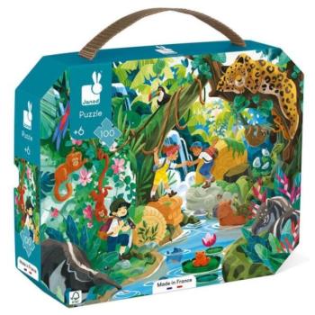 Janod Puzzle bőröndben Dzsungel kaland 100 db kép