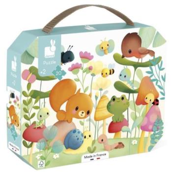 Janod Puzzle bőröndben Kerti állatok 20 db