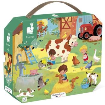 Janod Puzzle bőröndben Nap a farmon 24 db kép