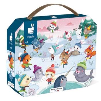 Janod Puzzle bőröndben Party a hóban 36 db