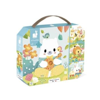 Janod Puzzle bőröndben Pure Állatkák 4 az 1-ben 6-9-12-16 db kép