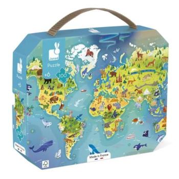 Janod Puzzle bőröndben Világtérkép 100 db kép