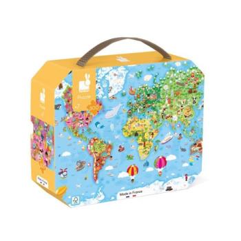 Janod Puzzle bőröndben Világtérkép 300 db kép