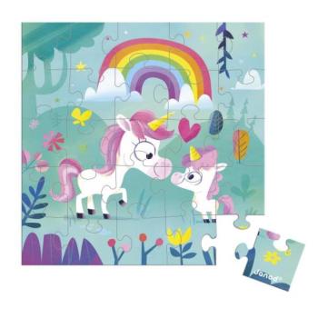 Janod Születésnapi üdvözlet puzzle-val Anya és baba Egyszarvú kép