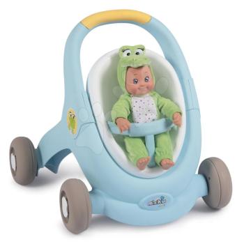 Járássegítő és babakocsi játékbabának Croc Baby Walker Minikiss 3in1 Smoby fékkel és biztonsági övvel 12 hó-tól kép