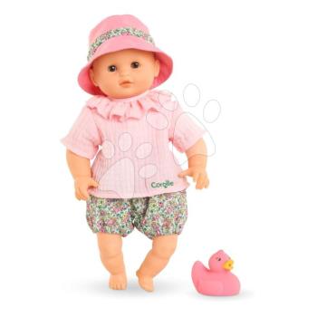 Játékbaba fürdéshez Baby Bath Coralie Mon Premiere Poupon Corolle barna pislogó szemekkel és kiskacsával 30 cm 18 hó-tól kép