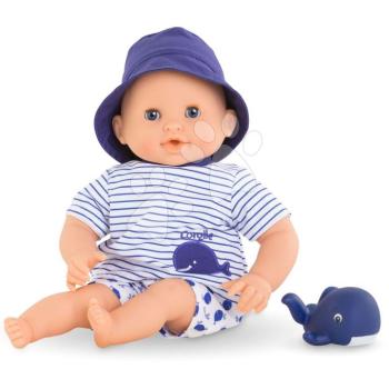 Játékbaba fürdéshez Baby Bath Marin Mon Premiere Poupon Corolle kék pislogó szemekkel és bálnával 30 cm 18 hó-tól kép