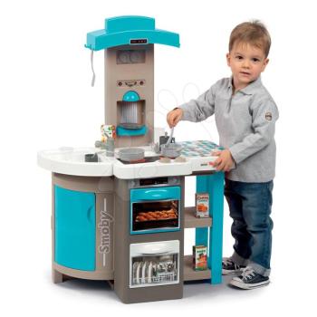 Játékkonyha összecsukható Tefal Opencook Bubble Smoby kék mágikus bugyogással kávéfőzővel hűtővel és 24 kiegészítővel kép