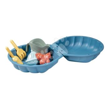 Kagyló homokozó formákkal 2 darab Double Mini Sand Pit Life Smoby lapát gereblye 35 cm kis területekre 18 hó-tól kép