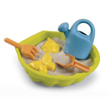 Kagyló homokozó formákkal Mini Sand Pit Smoby locsolókannával lapáttal gereblyével 35 cm szűk terekbe 18 hó-tól kép
