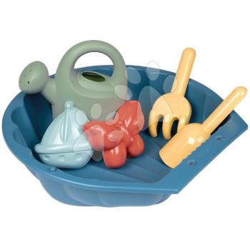 Kagyló homokozó ökobarát formákkal Mini Sand Pit Green Smoby locsolókannával és kislapát gereblye 35 cm szűk területekre 18 hó-tól kép