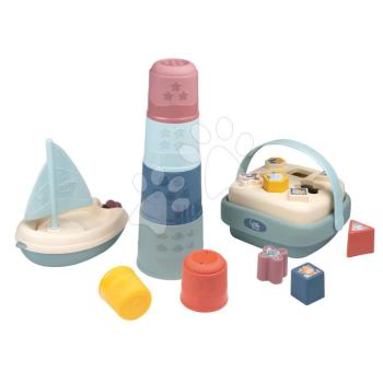 Készségfejlesztő kosár vitorlással és toronyépítővel Awakenings and Bath Set Little Smoby 8 kockával és 6 csészével a finom motorika fejlesztésére 12 hó-tól kép