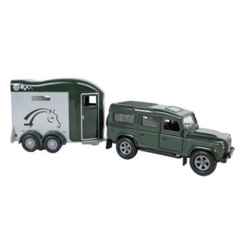 Kids Globe Farming Land Rover fém lószállító utánfutóval 26cm kép