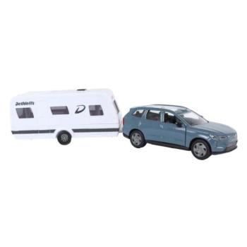 Kids Globe Traffic Volvo EX90 fém lakókocsival 30cm kép