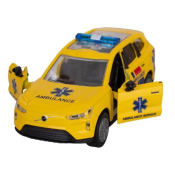 Kids Globe Traffic Volvo EX90 mentőautó NL 14cm fém hátramenet akkumulátorral fény,hang kép