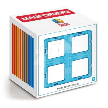 Kiegészítő mágneses építőjátékhoz Super négyzet Square Set Magformers 12 részes 3 évtől MGF2161 kép