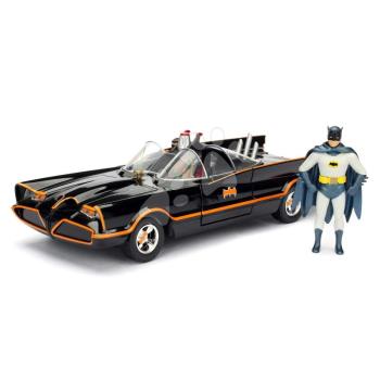 Kisautó Batman 1966 Classic Batmobile Jada fém nnyitható ajtókkal és Batmana figurával hossza 22 cm 1:24 kép