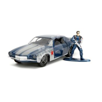 Kisautó Chevrolet Camaro 1973 Marvel Jada fém nyitható ajtókkal és Winter Soldier figurával hossza 14 cm 1:32 kép