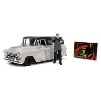 Kisautó Chevy Suburban 1957 Jada fém nyitható részekkel és Frankenstein figurával hossza 20 cm 1:24 kép
